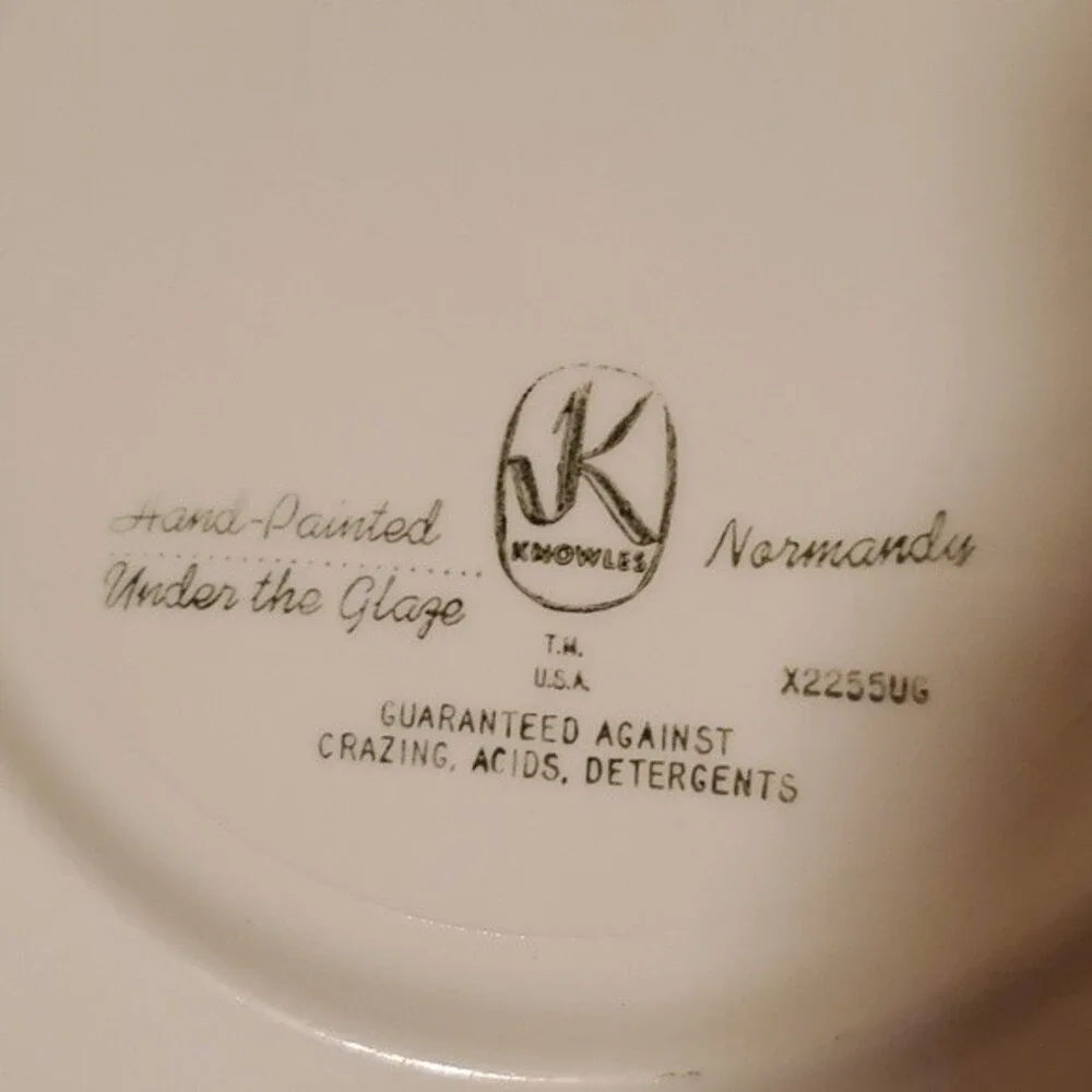 VTG Edwin M Knowles Normandy Dinner Plate – Hand Painted French Peasant Woman